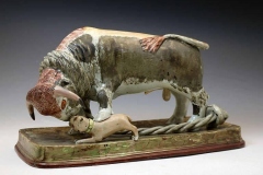 1820-Antique-Staffordshire-pottery-figure-Bull-Baiting-in-Pearlware